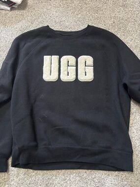 UGG Black Crewneck Sweater with Cream Sherpa Logo